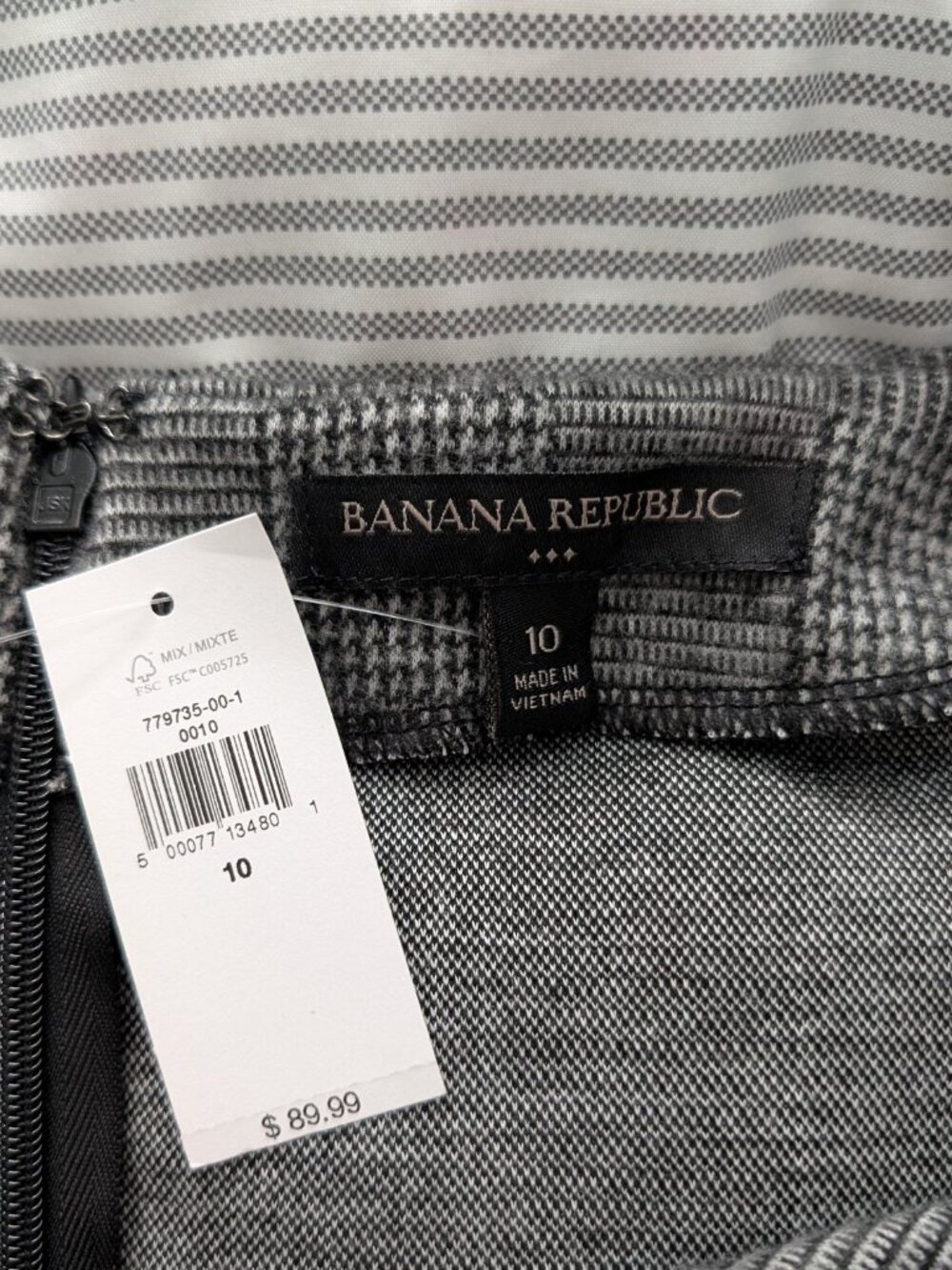 NWT Banana Republic Grey Glen Paid Sheath Dress, Size 10 - Picture 5 of 5